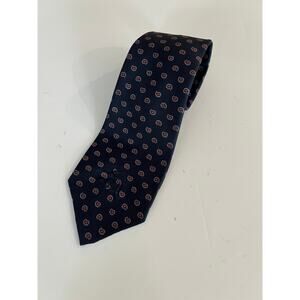 Countess Mara Men's Silk Neck Tie Navy Blue with Red Small Paisley JL